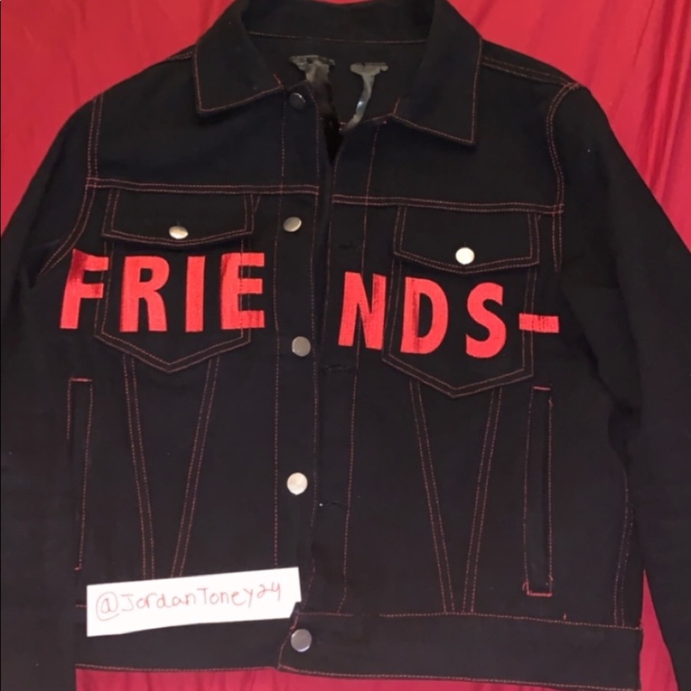 Black and Red vlone Jean jacket